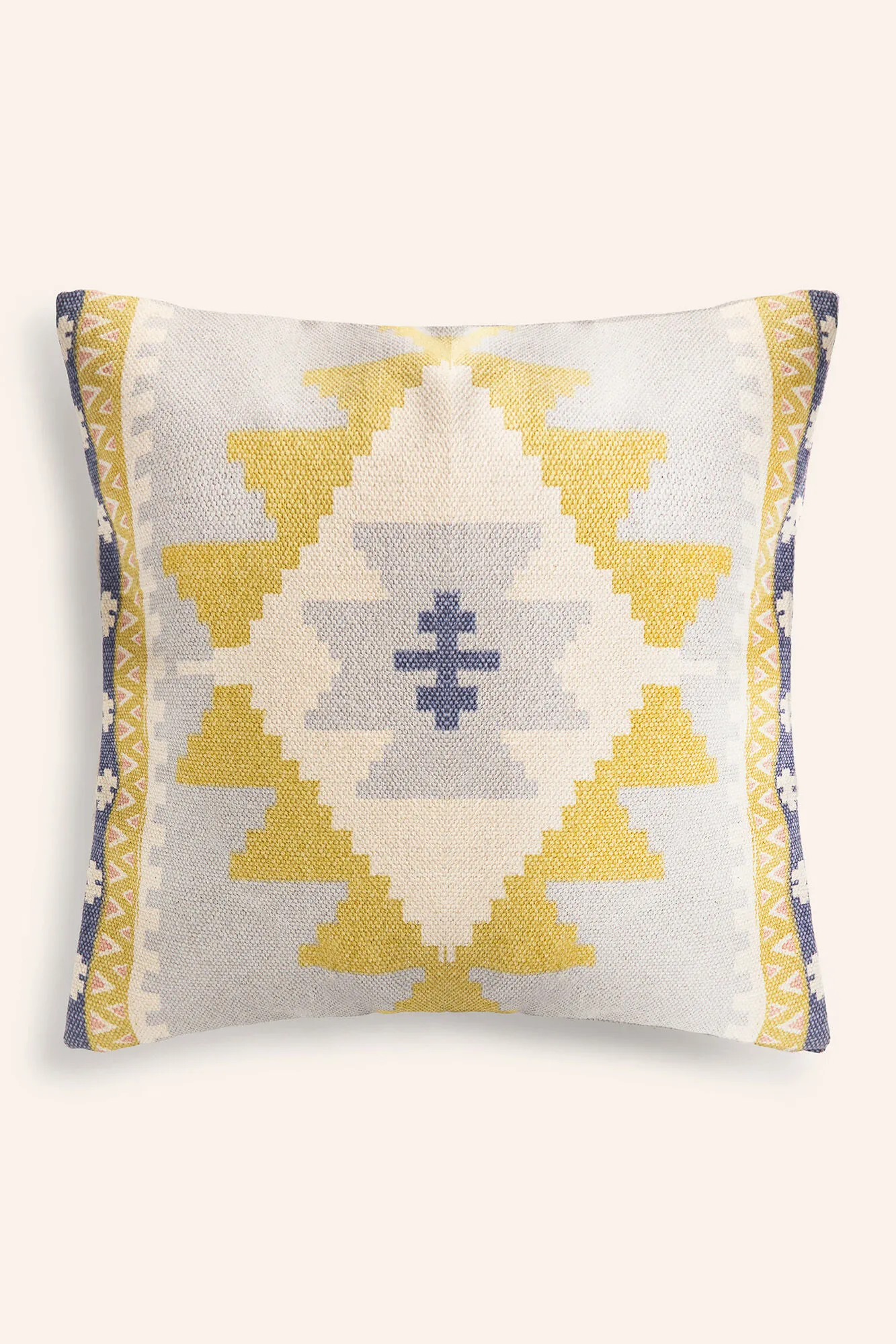 Calma House Funda de cojín de algodón dhourrie con estampado boho Berta