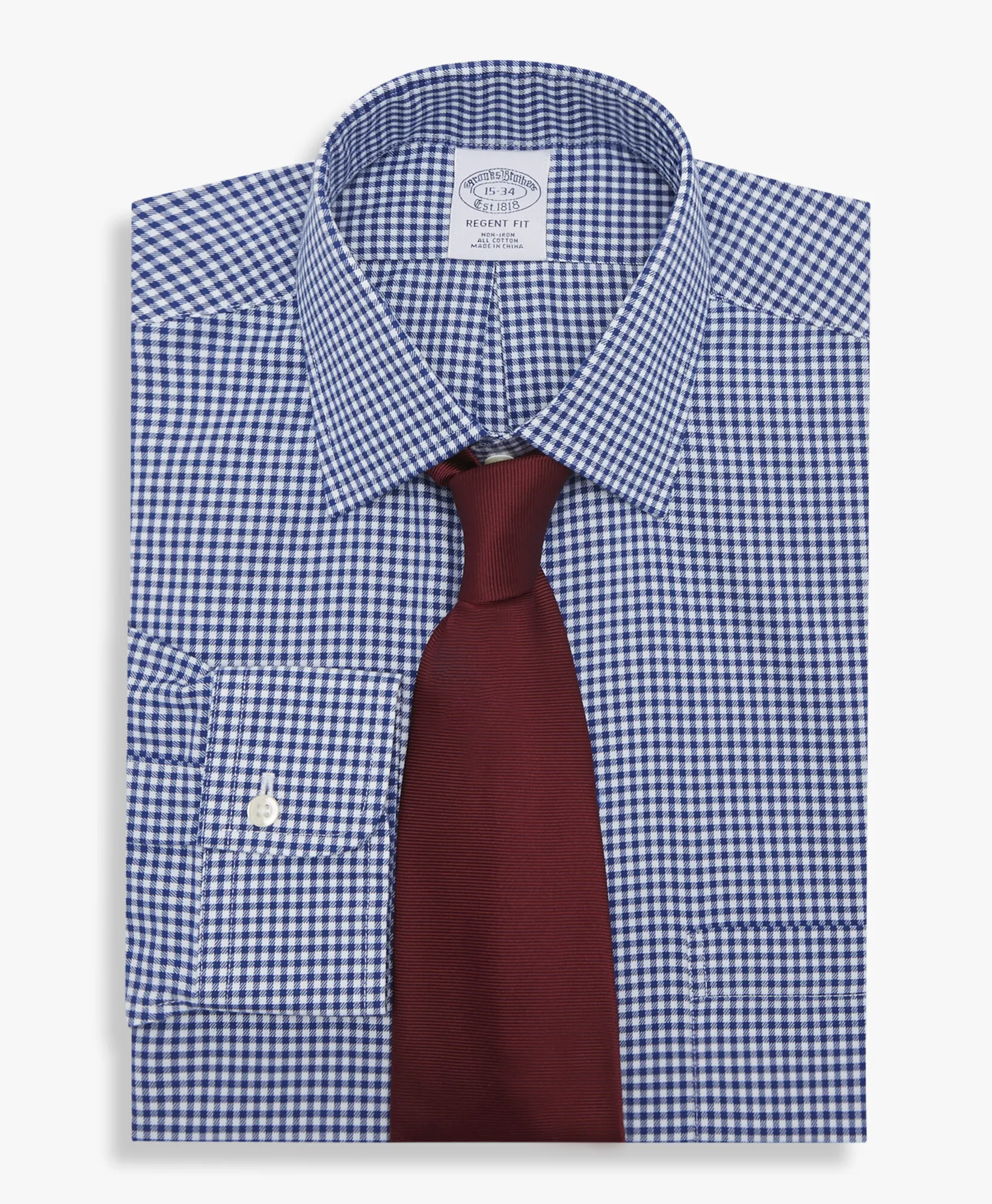 CAMISA AZUL REGULAR FIT NONIRON DE ALGODóN CON CUELLO AINSLEY