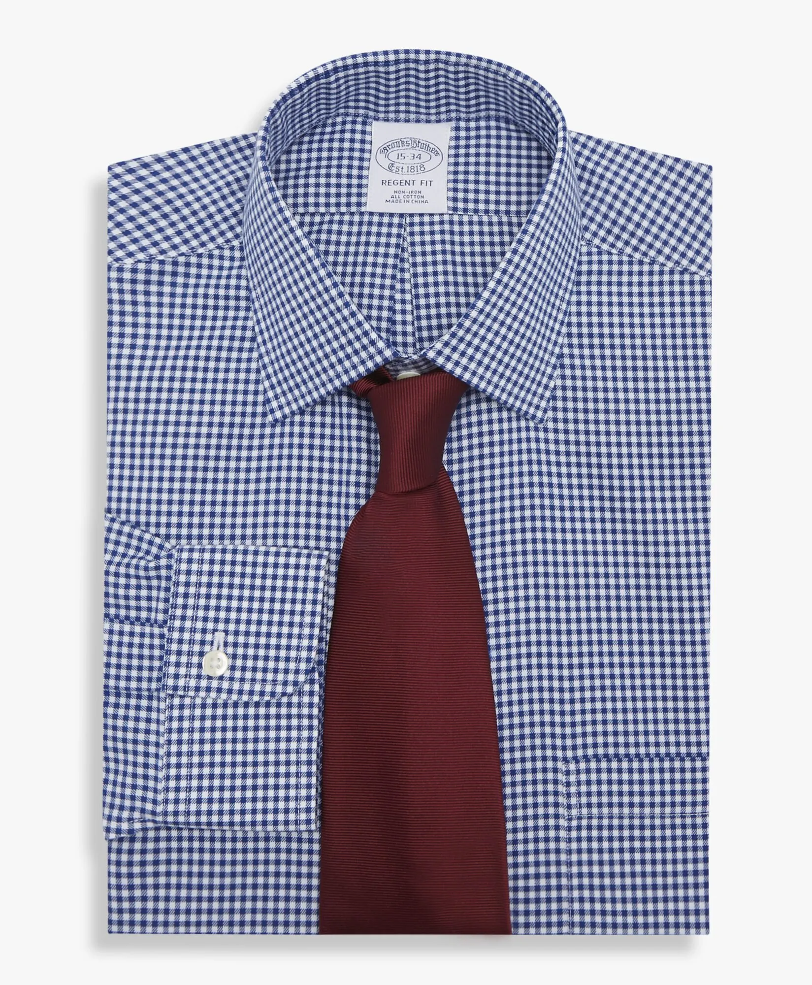 CAMISA AZUL REGULAR FIT NONIRON DE ALGODóN CON CUELLO AINSLEY