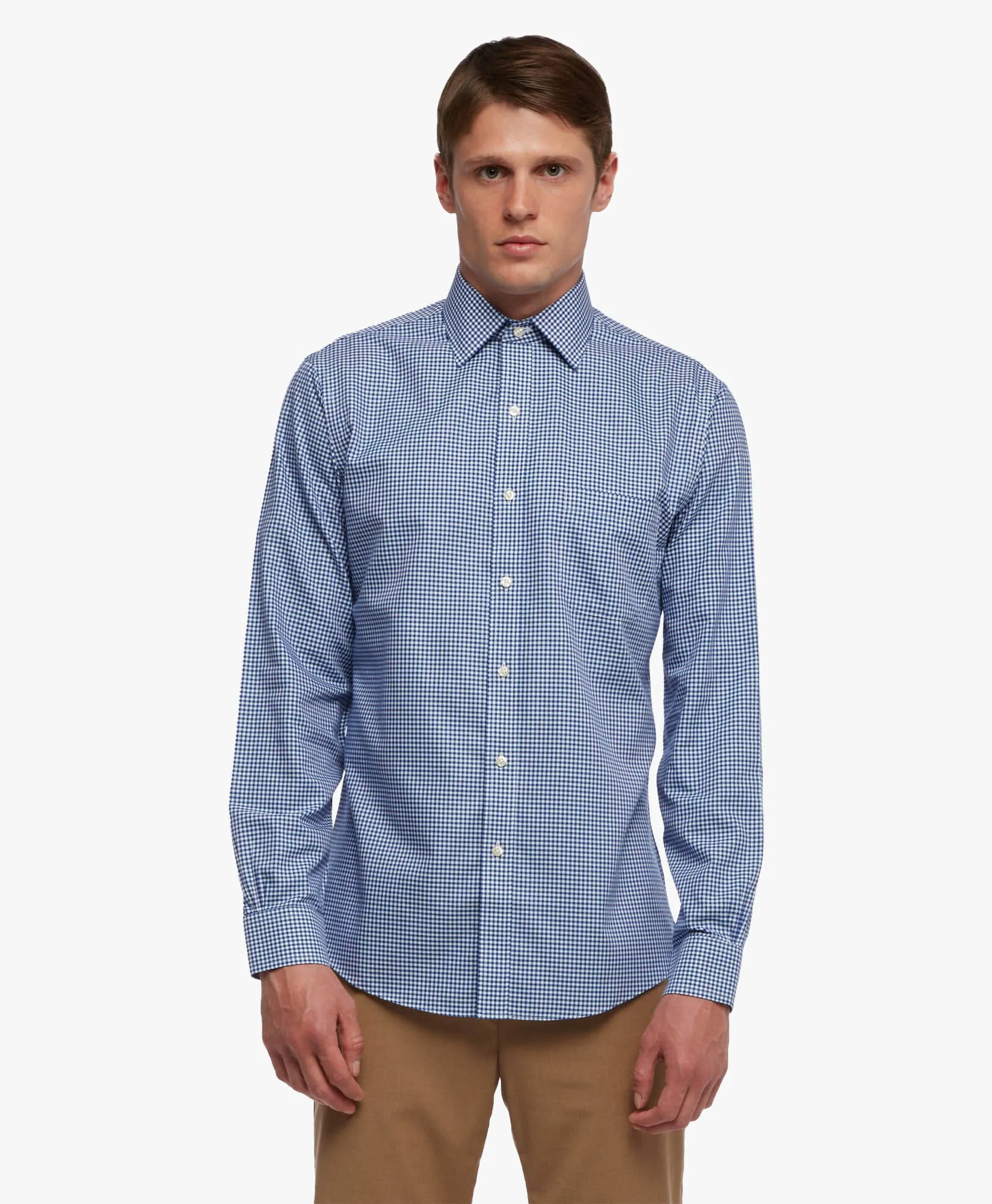 CAMISA AZUL REGULAR FIT NONIRON DE ALGODóN CON CUELLO AINSLEY