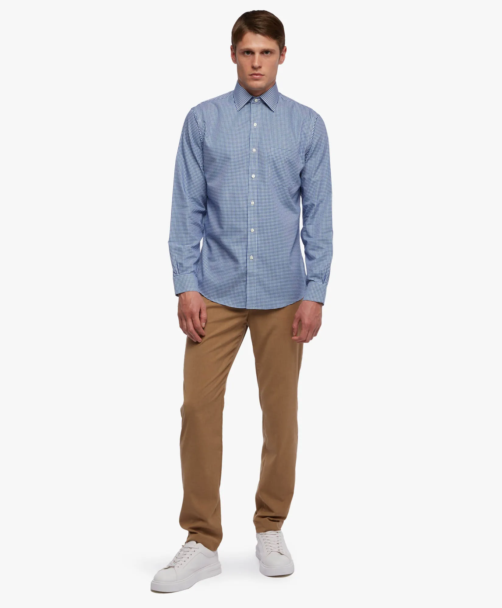 CAMISA AZUL REGULAR FIT NONIRON DE ALGODóN CON CUELLO AINSLEY