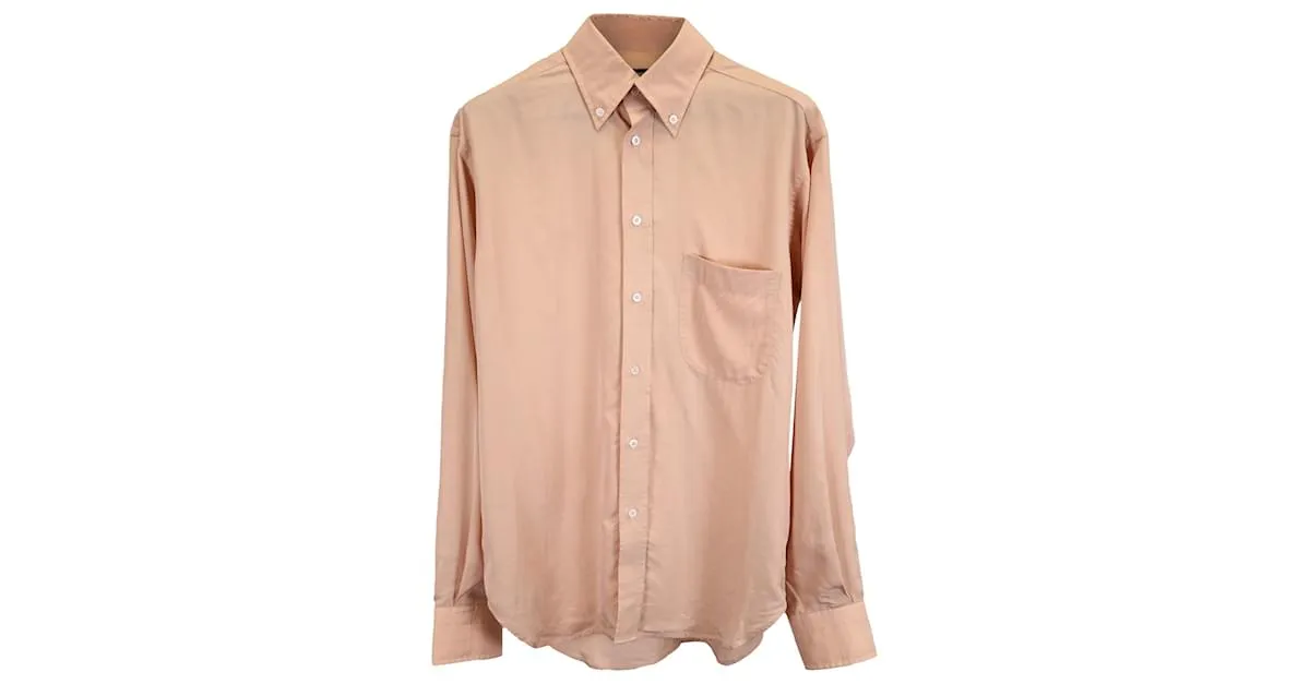 Camisa de manga larga con botones Tom Ford en algodón durazno Melocotón 