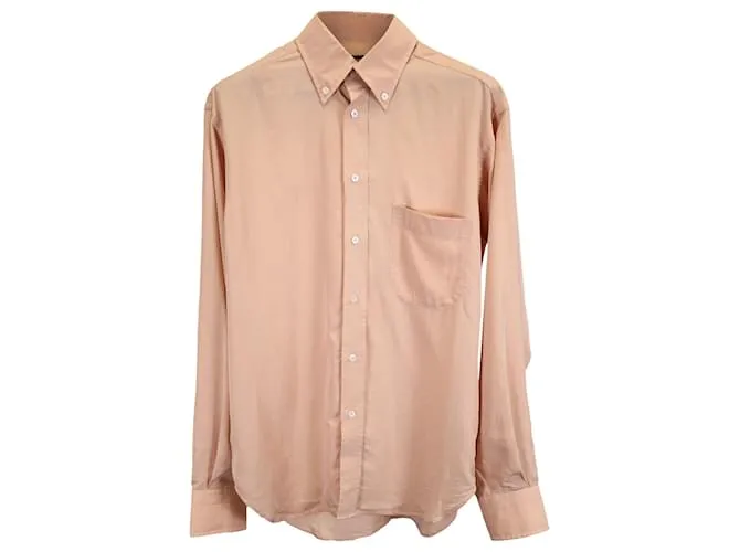 Camisa de manga larga con botones Tom Ford en algodón durazno Melocotón 