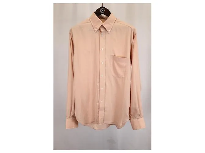 Camisa de manga larga con botones Tom Ford en algodón durazno Melocotón 