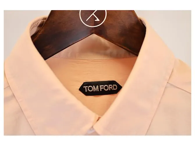 Camisa de manga larga con botones Tom Ford en algodón durazno Melocotón 