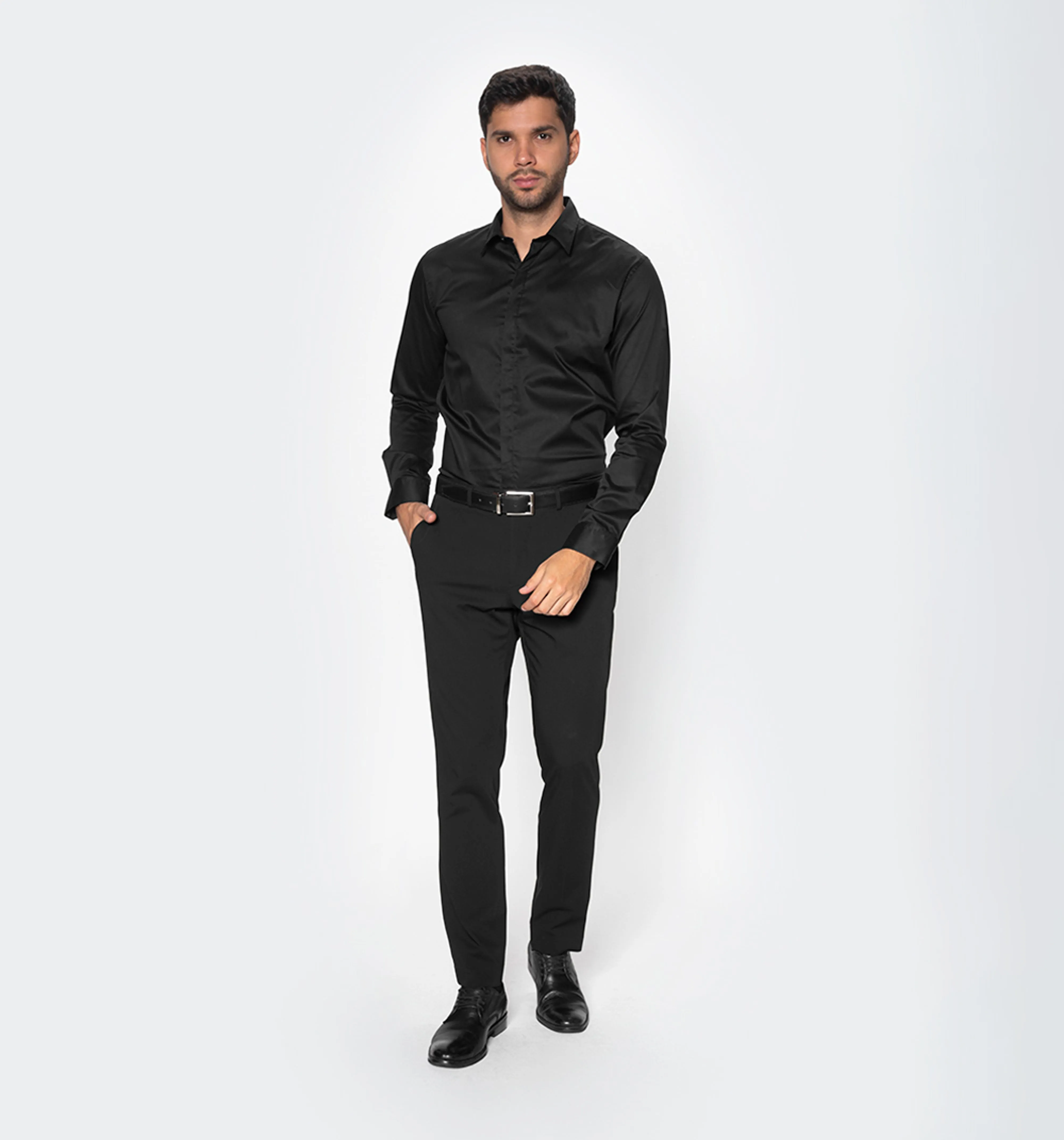 Camisa slim fit  manga larga  con carter