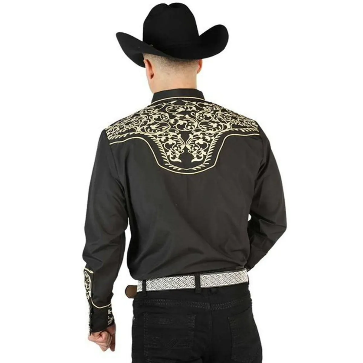 CAMISA VAQUERA BORDADA EL SEOR DE LOS CIELOS COLOR NEGRO GEN44195