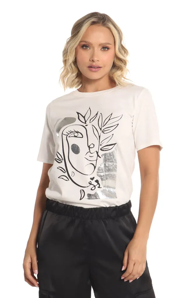 Camiseta Básica Estampado Rostro