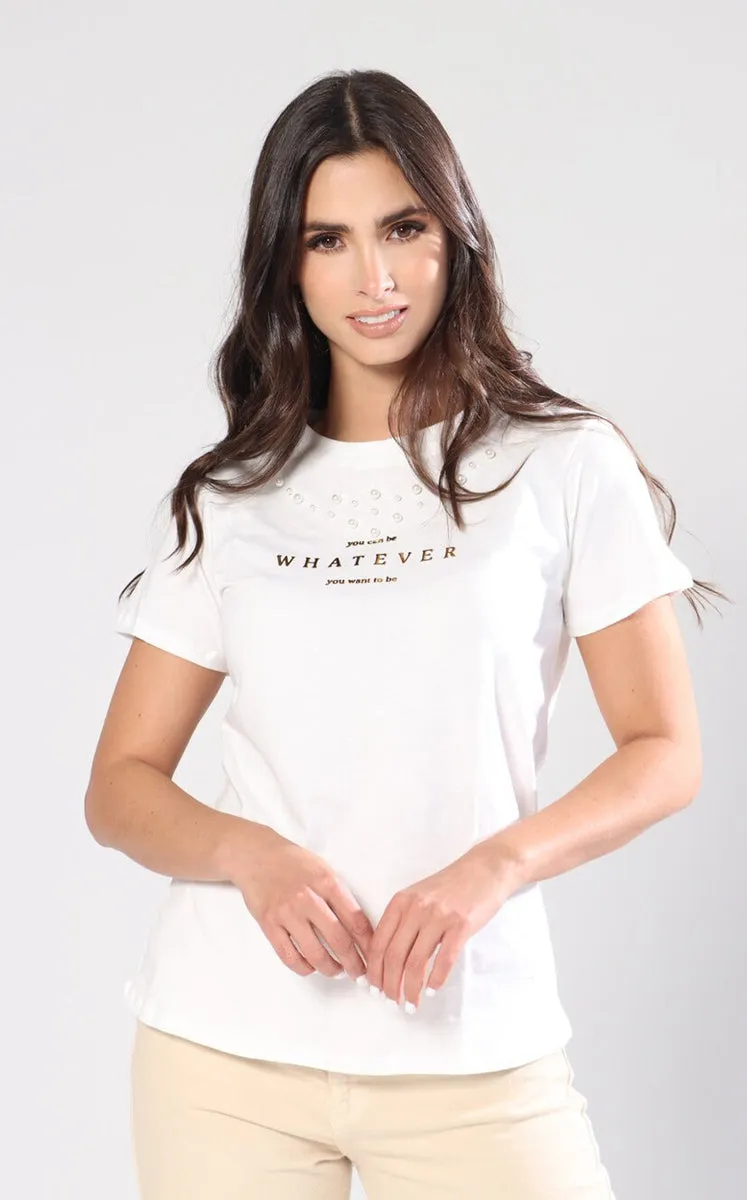 Camiseta Crema Estampado