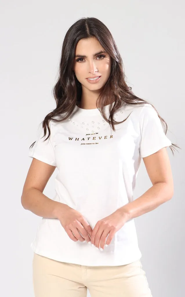 Camiseta Crema Estampado