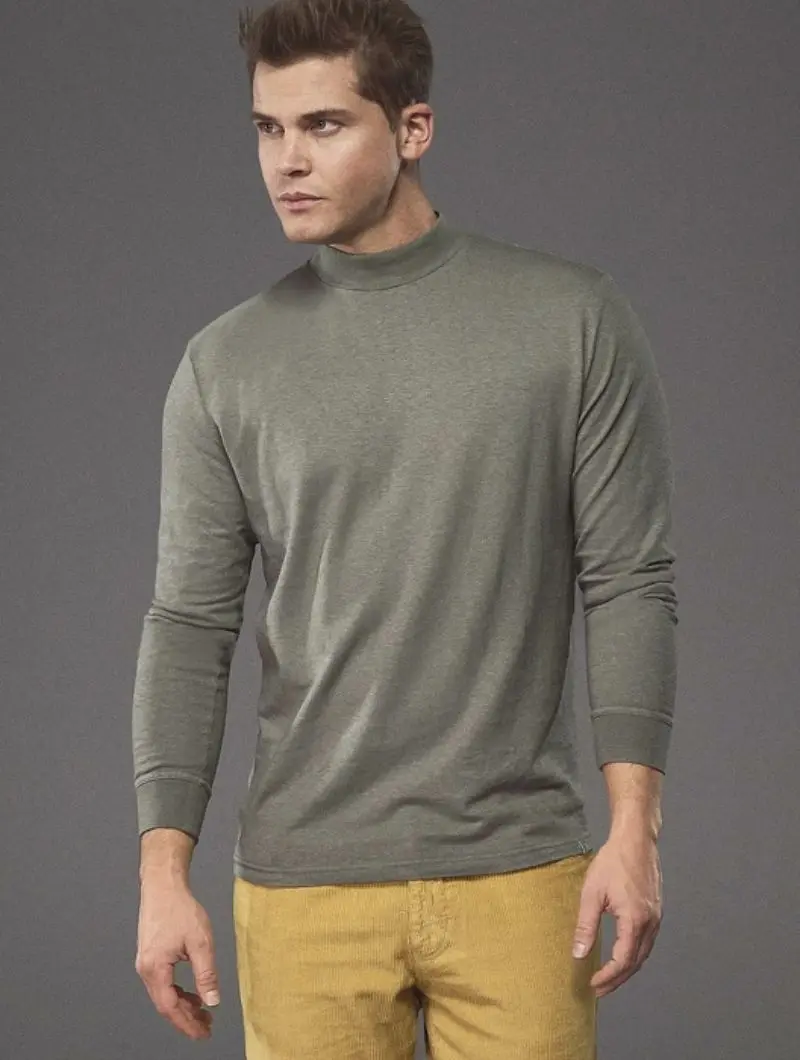Camiseta cuello alto hombre de cáñamo y algodón orgánico