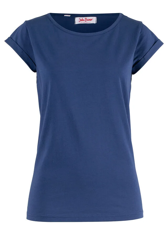 Camiseta de algodón, manga corta azul medianoche.