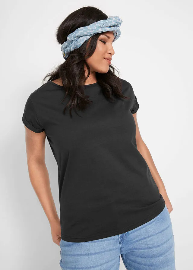 Camiseta de algodón, manga corta azul medianoche.