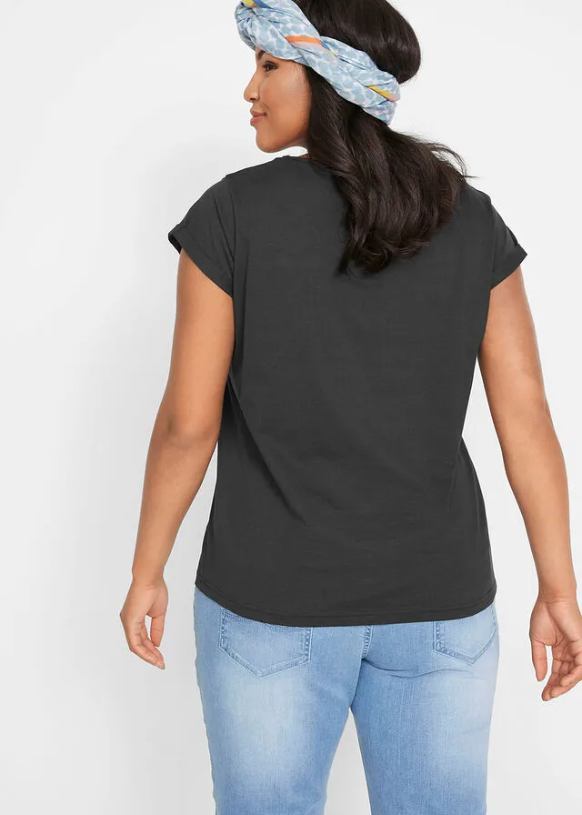 Camiseta de algodón, manga corta azul medianoche.