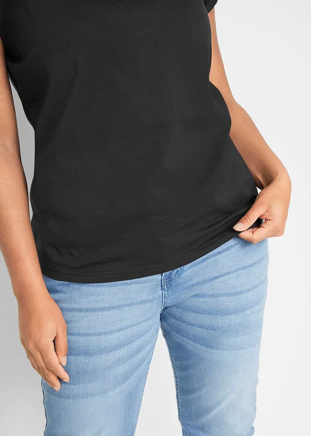 Camiseta de algodón, manga corta azul medianoche.