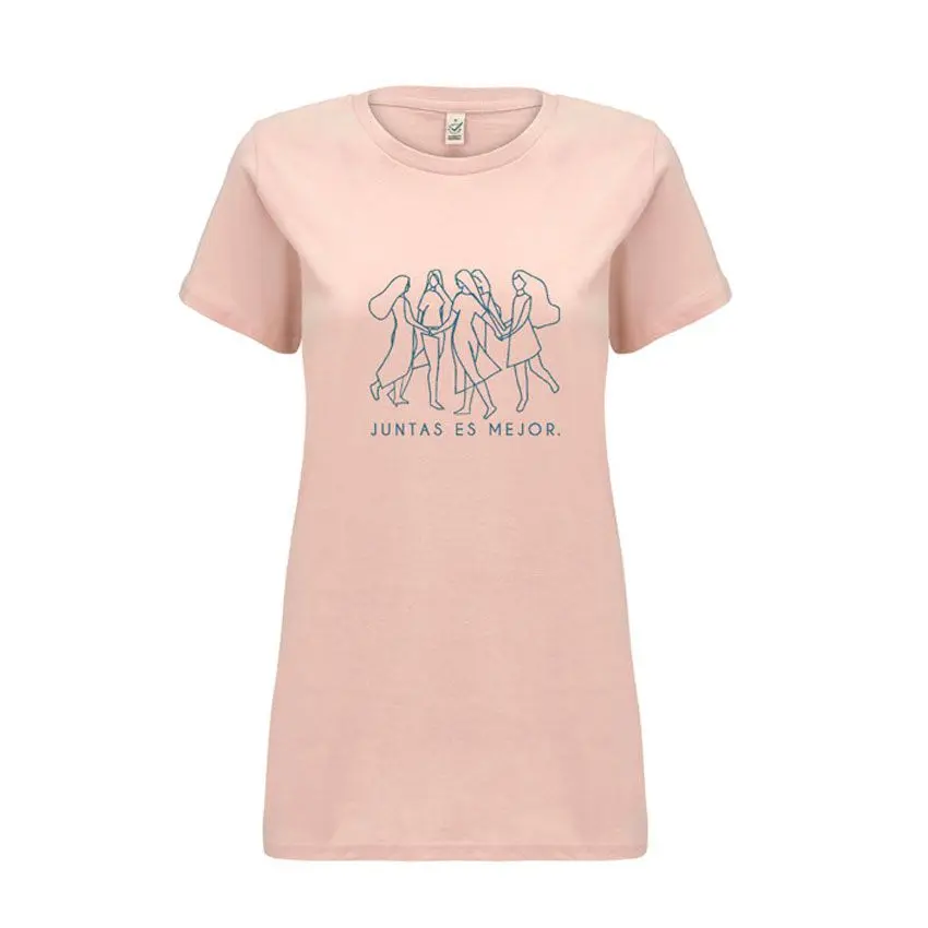 Camiseta feminista rosa de algodón orgánico