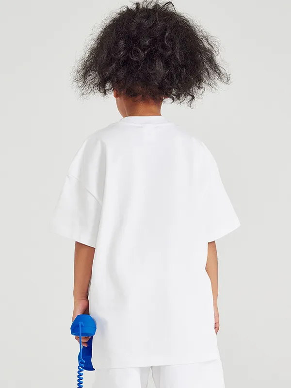 Camiseta informal holgada con estampado de letras para niñas y adolescentes para niños y niñas