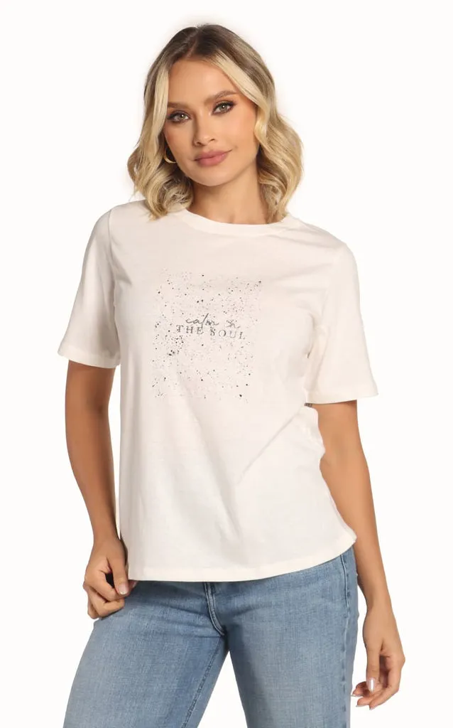 Camiseta Marfil Estampado