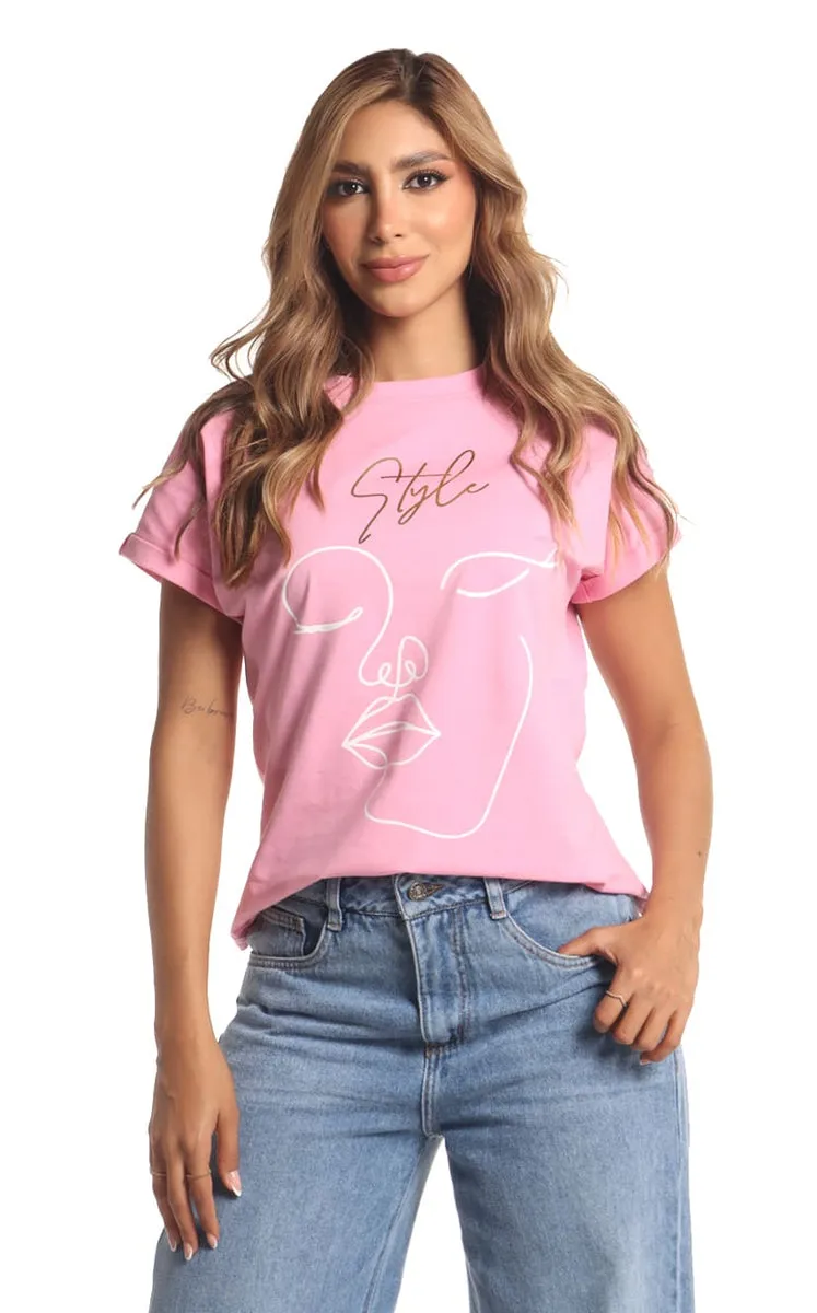 Camiseta Rosada Estampado