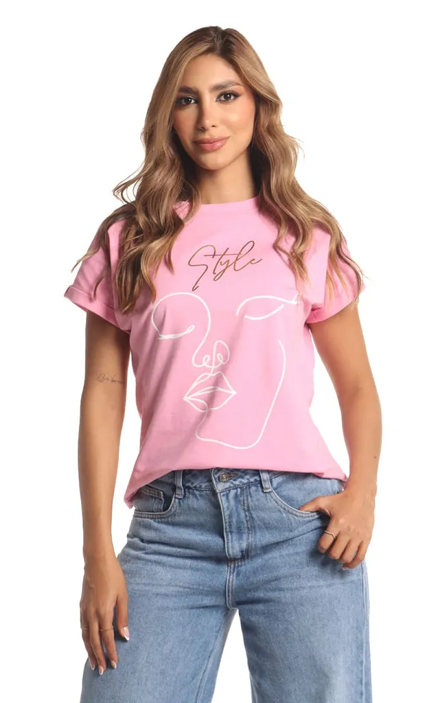 Camiseta Rosada Estampado