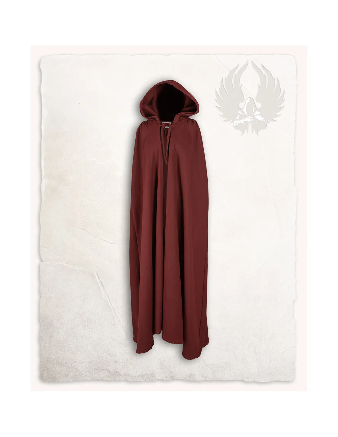 Capa medieval de algodón burdeos modelo Harun