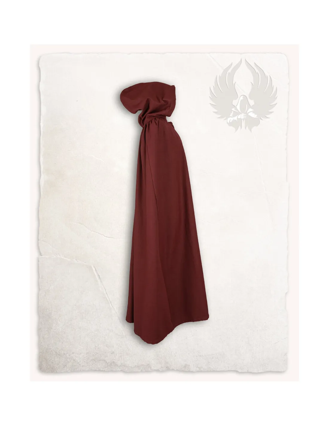 Capa medieval de algodón burdeos modelo Harun