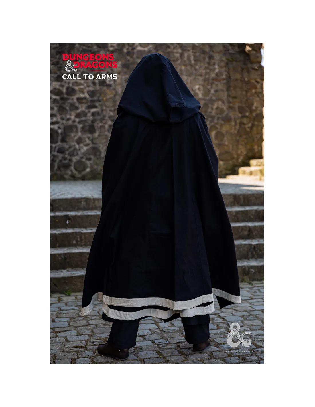 CAPA MEDIEVAL DE HECHICERO, NEGROBLANCO NATURAL