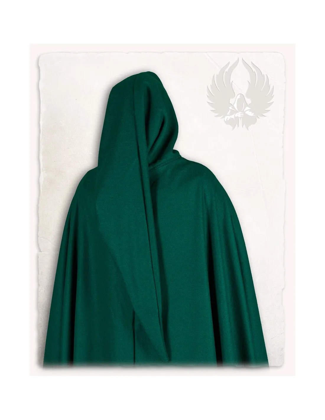 Capa medieval de lana verde modelo Gora