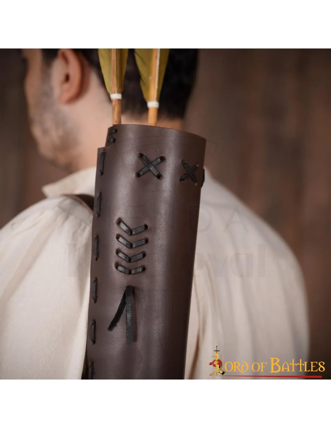 Carcaj medieval de cuero, modelo fantastico clásico