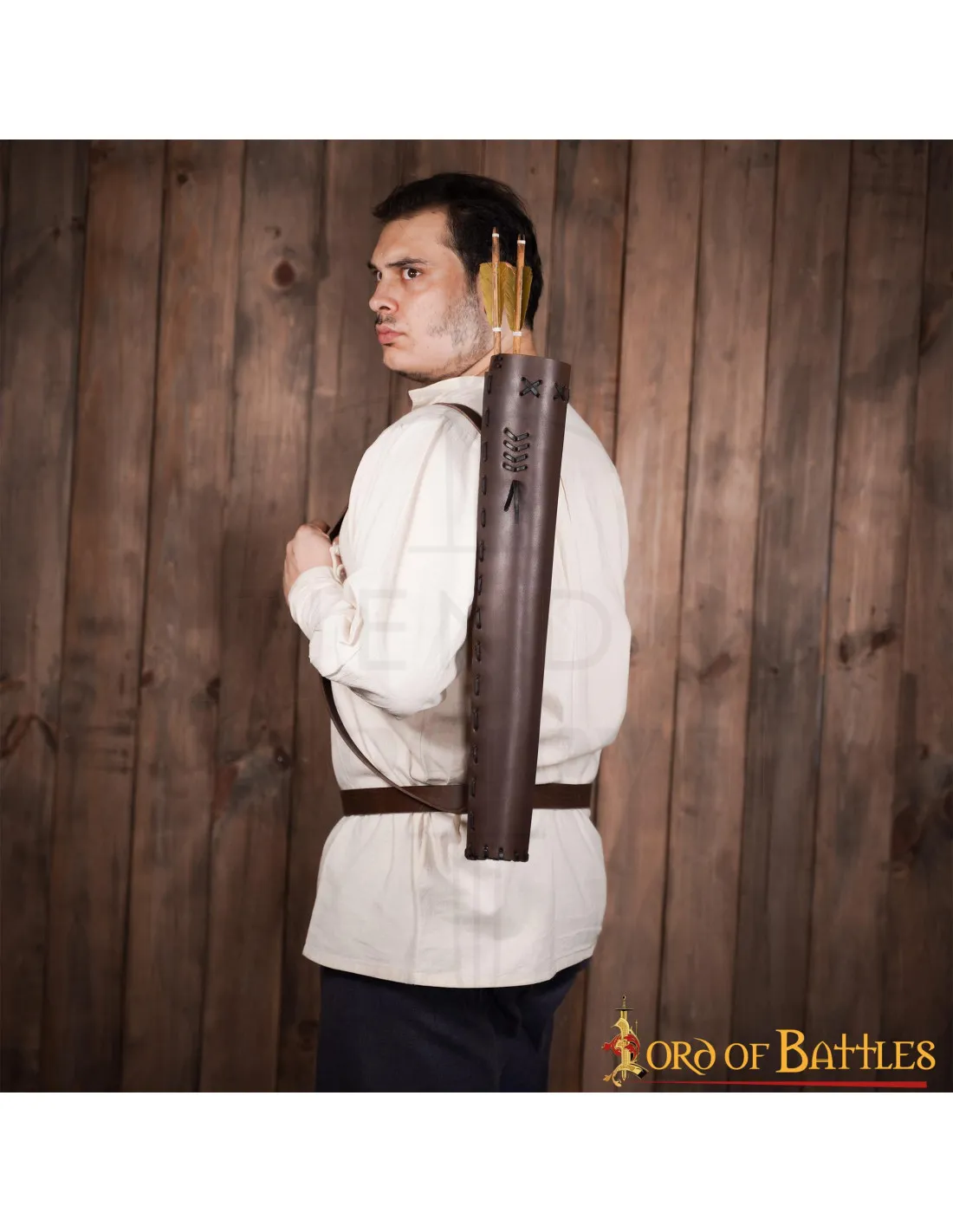 Carcaj medieval de cuero, modelo fantastico clásico