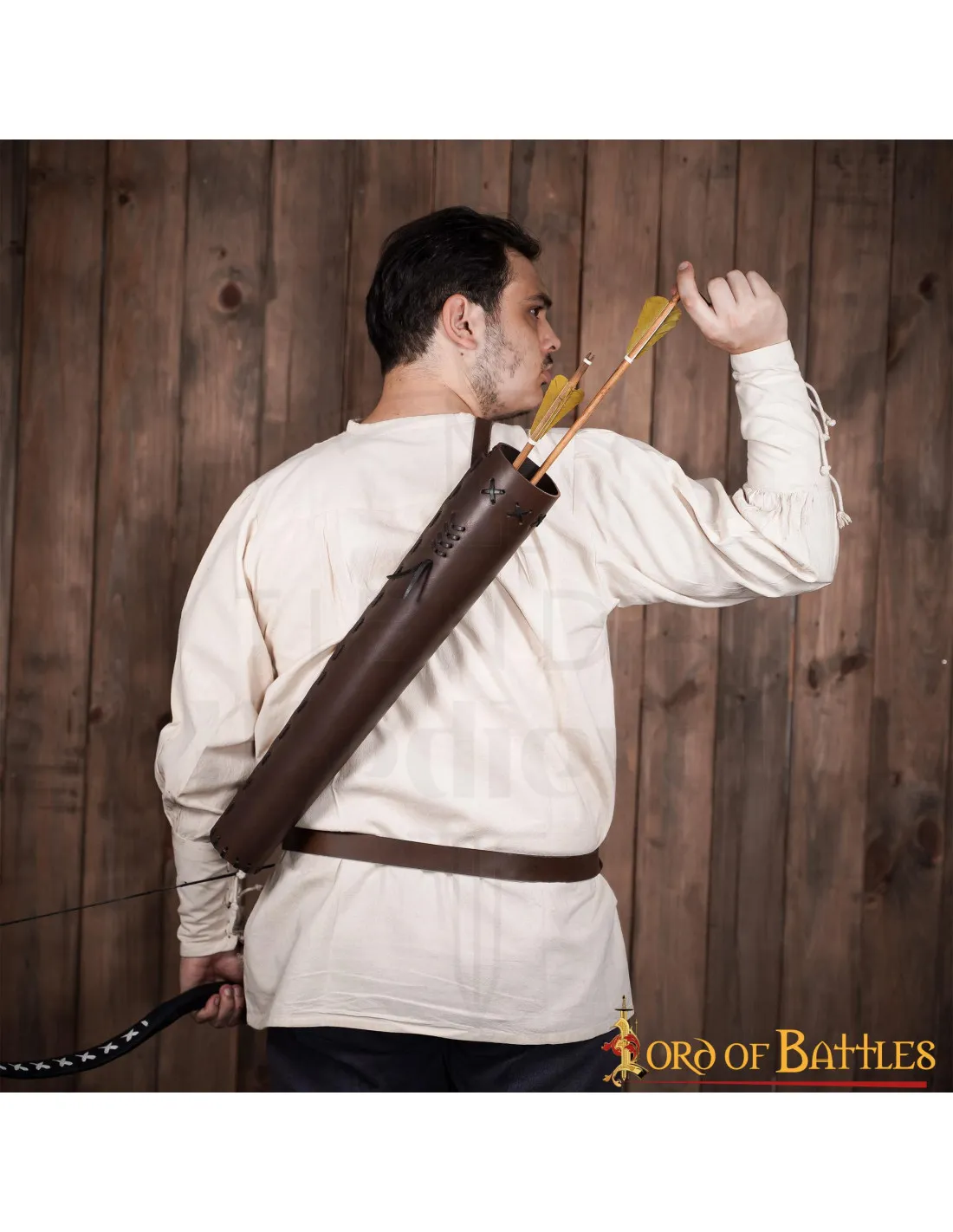 Carcaj medieval de cuero, modelo fantastico clásico