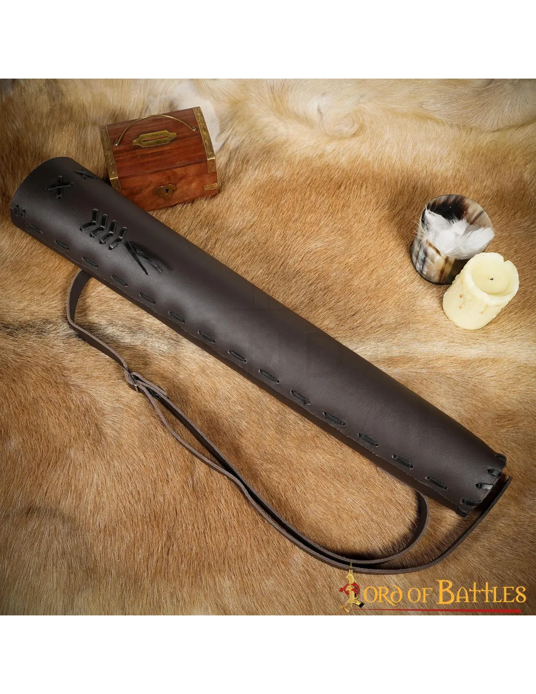 Carcaj medieval de cuero, modelo fantastico clásico