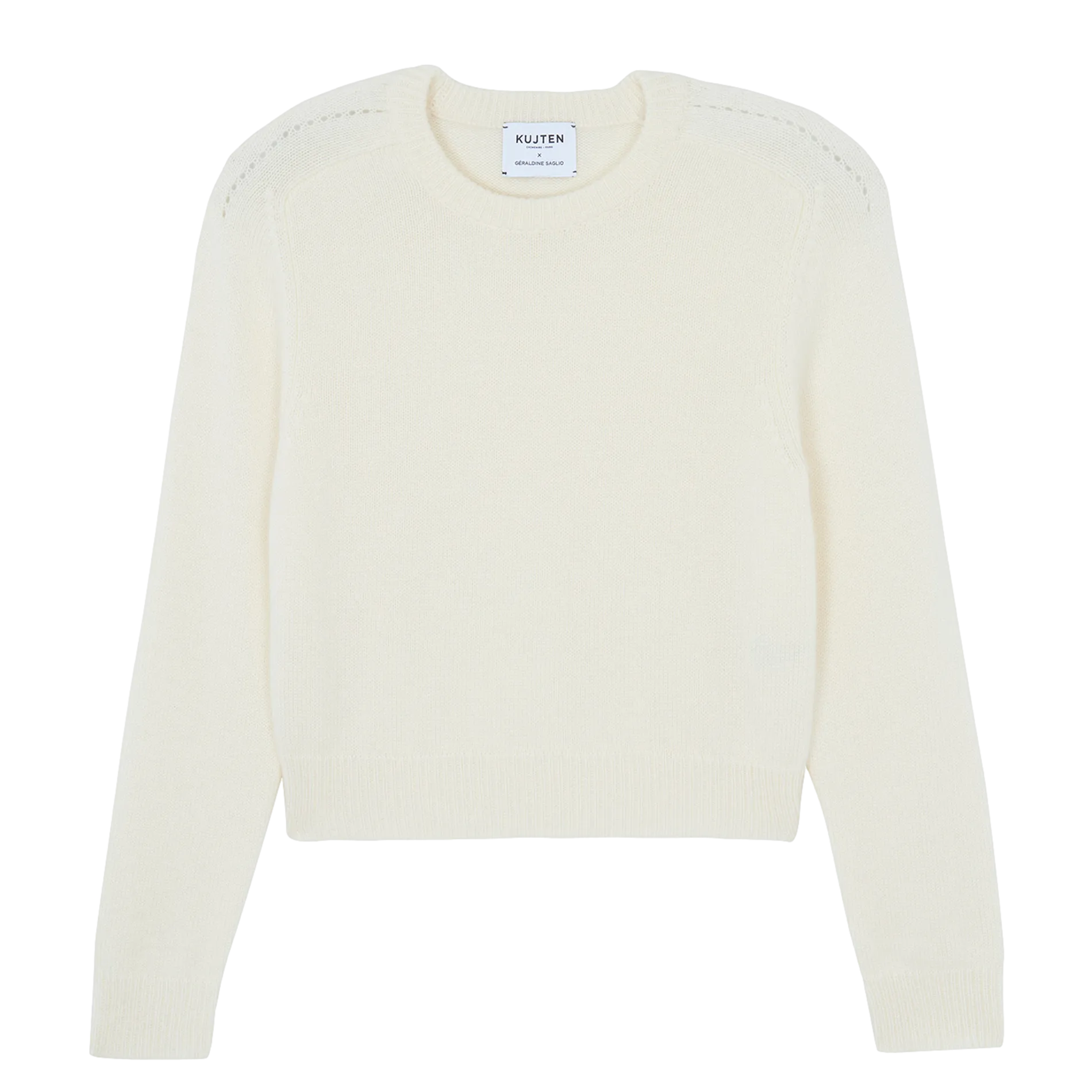 CAROLINE  JERSEY RECTO DE CACHEMIRA CON CUELLO REDONDO EN BLANCO