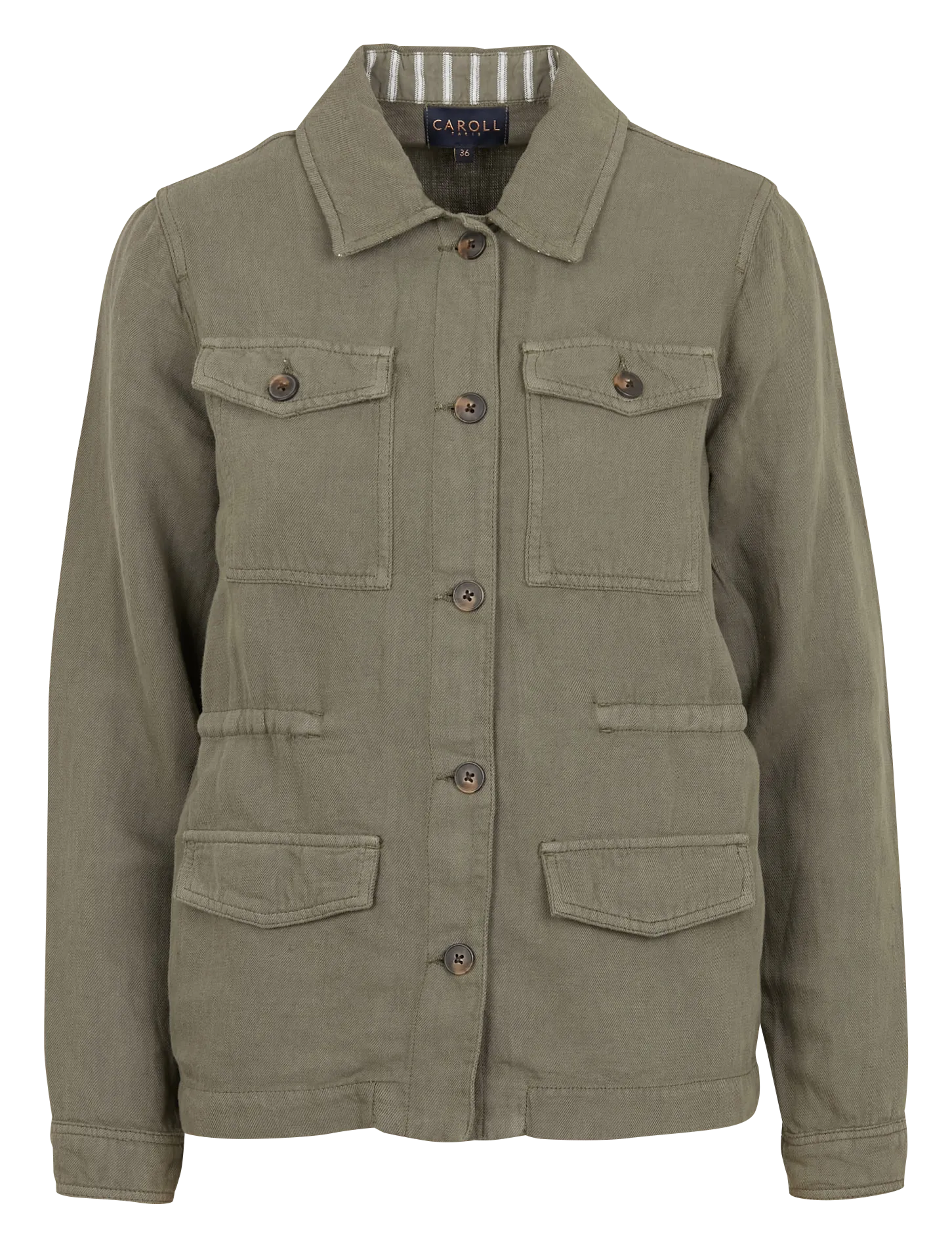 CAROLL GRACEB  CHAQUETA SAHARIANA DE ALGODóN CON CUELLO CLáSICO EN VERDE