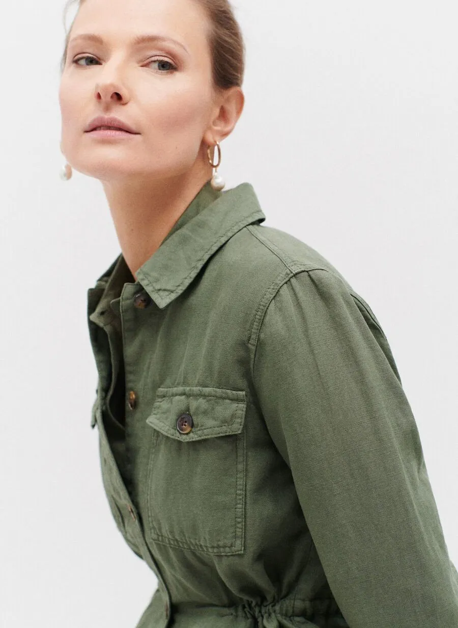 CAROLL GRACEB  CHAQUETA SAHARIANA DE ALGODóN CON CUELLO CLáSICO EN VERDE