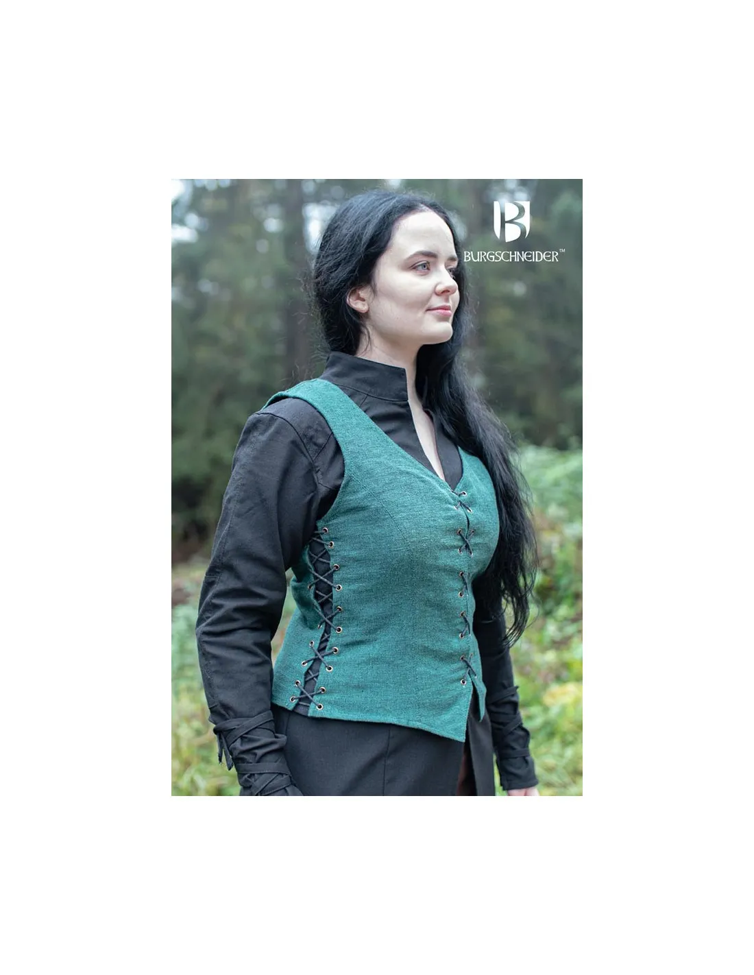 Chaleco medieval de campesina Marian, color verde