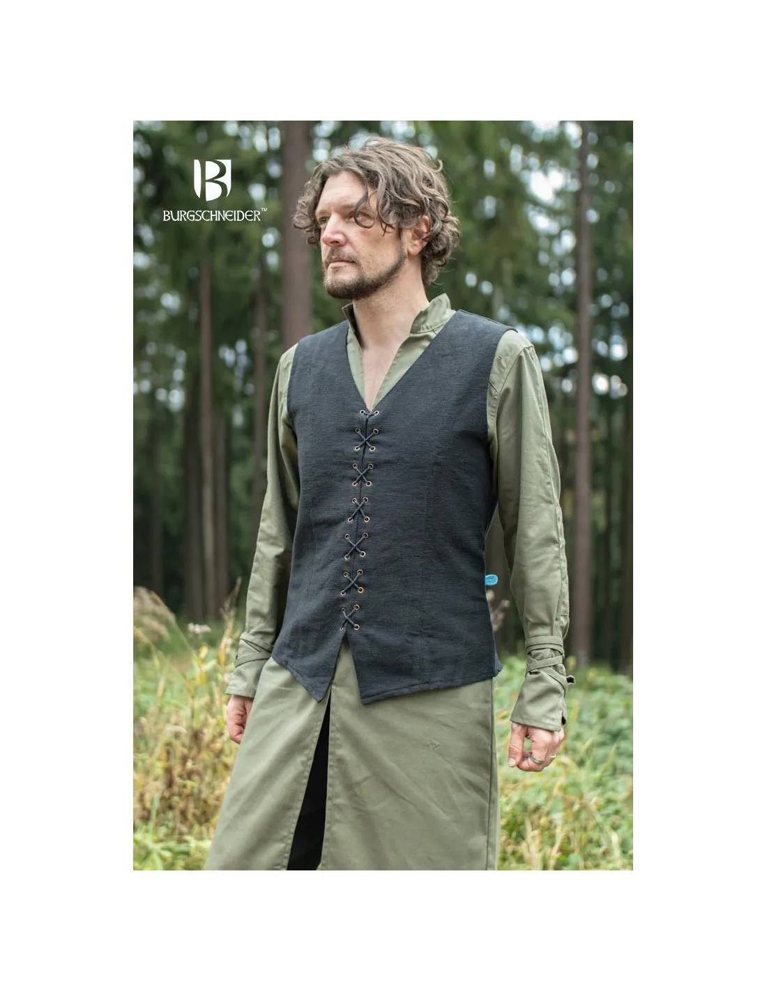 Chaleco medieval de campesino Maron, color negro