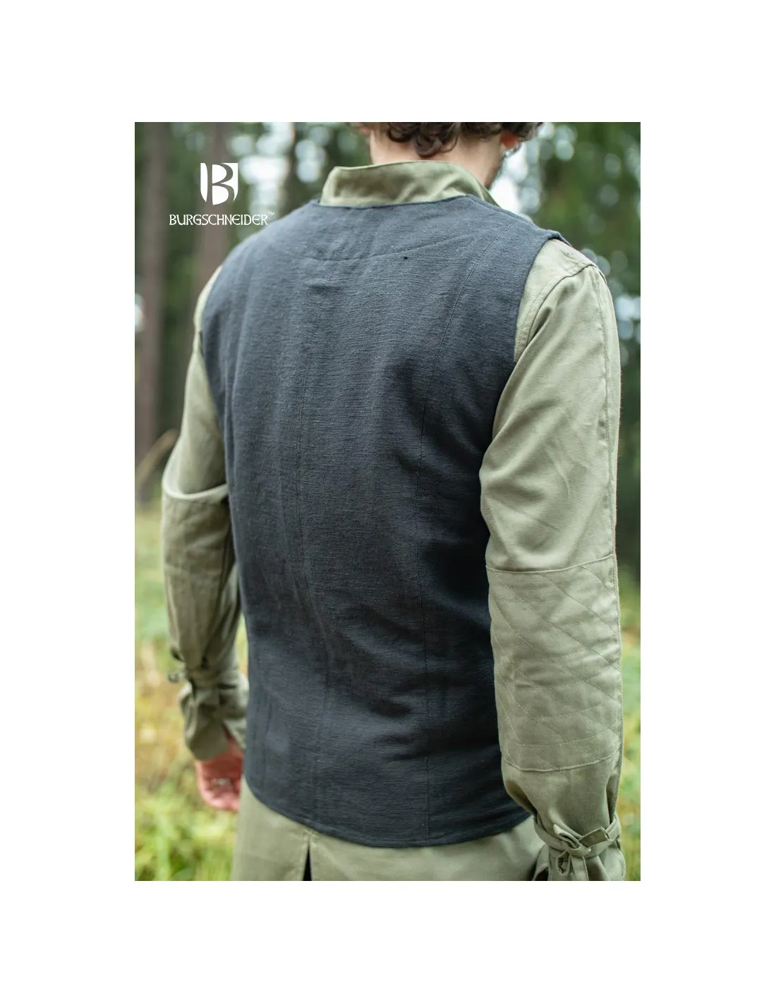 Chaleco medieval de campesino Maron, color negro