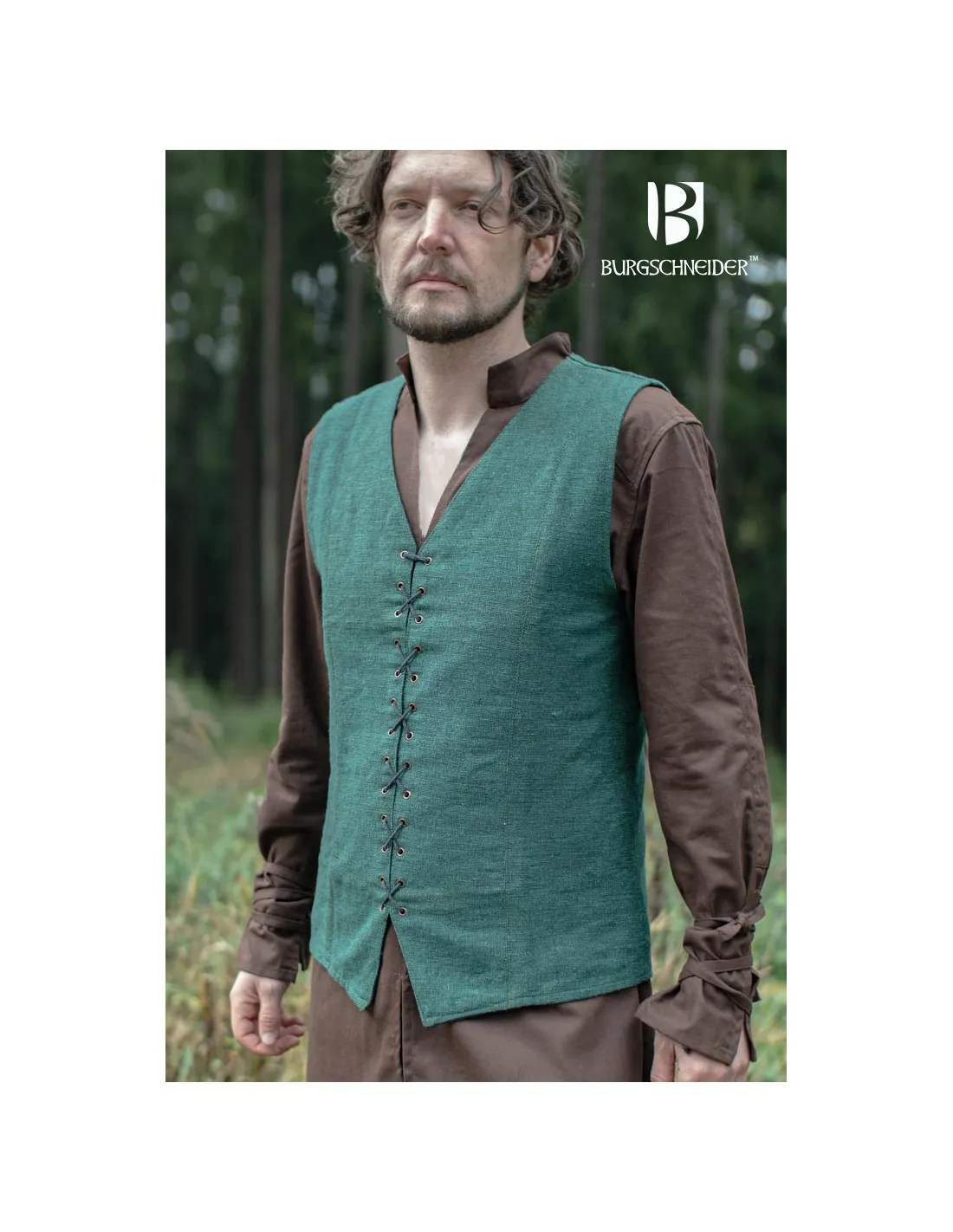 Chaleco medieval de campesino Maron, color verde