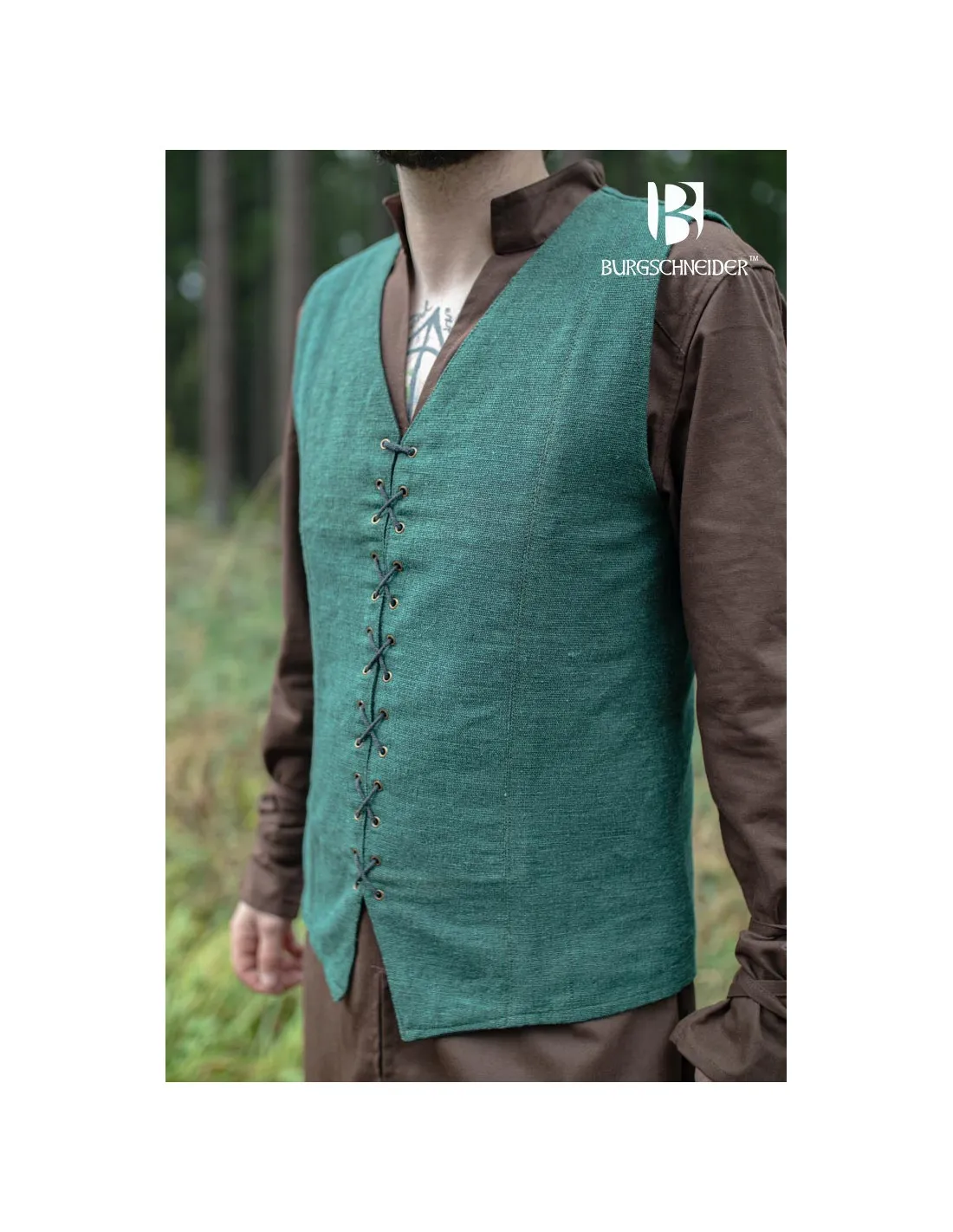 Chaleco medieval de campesino Maron, color verde