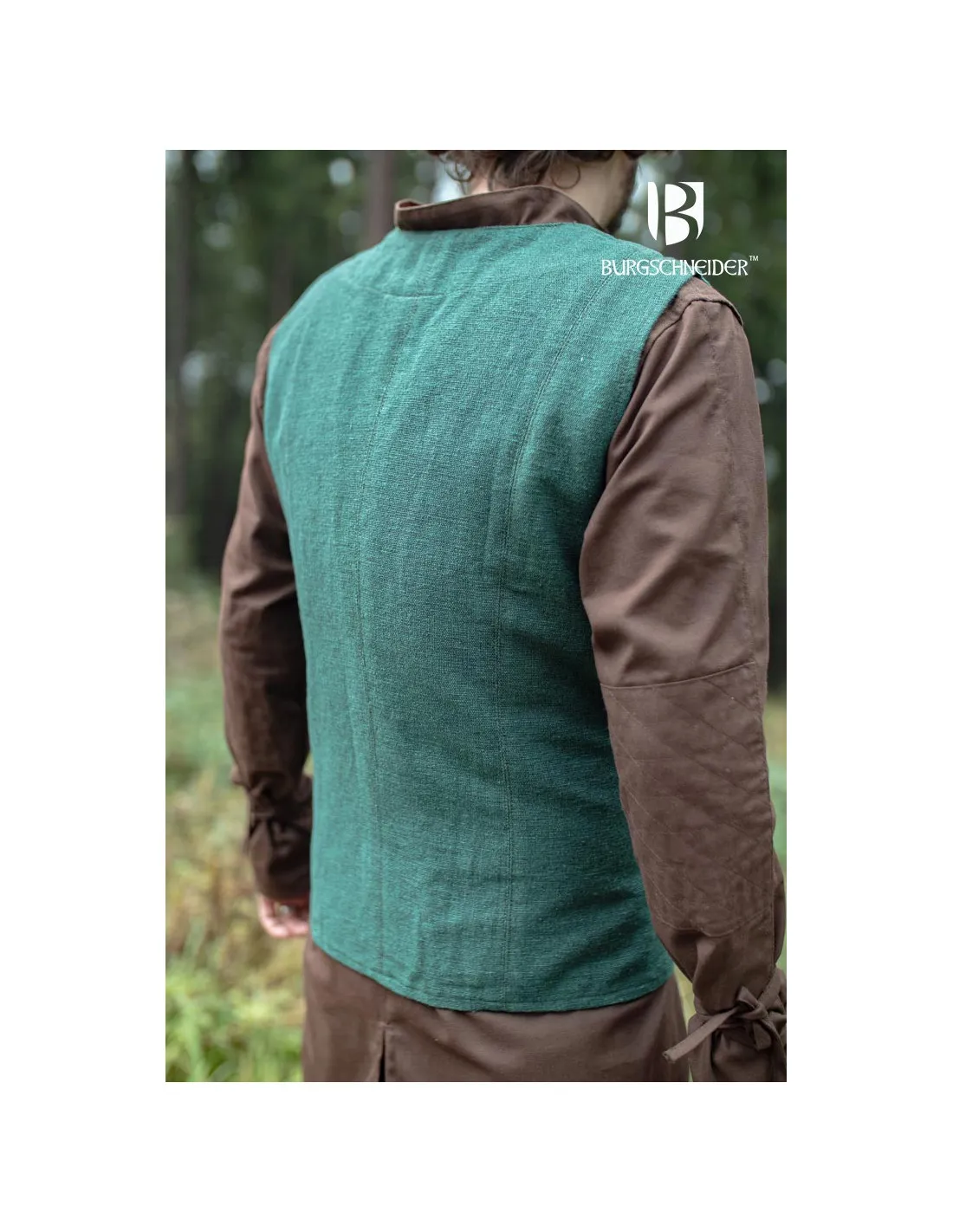 Chaleco medieval de campesino Maron, color verde