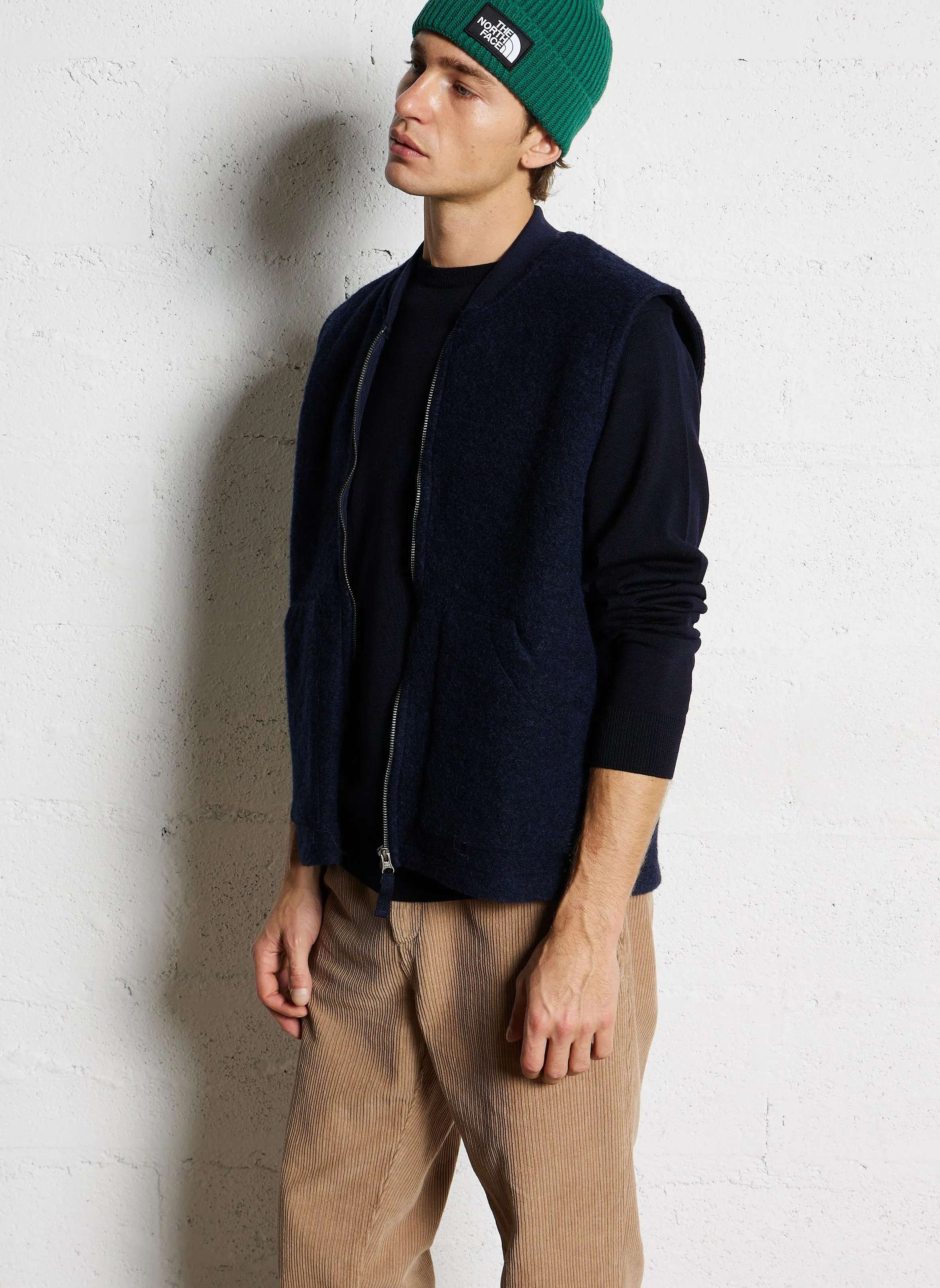 Chaqueta con cuello teddy de lana mezclada en azul