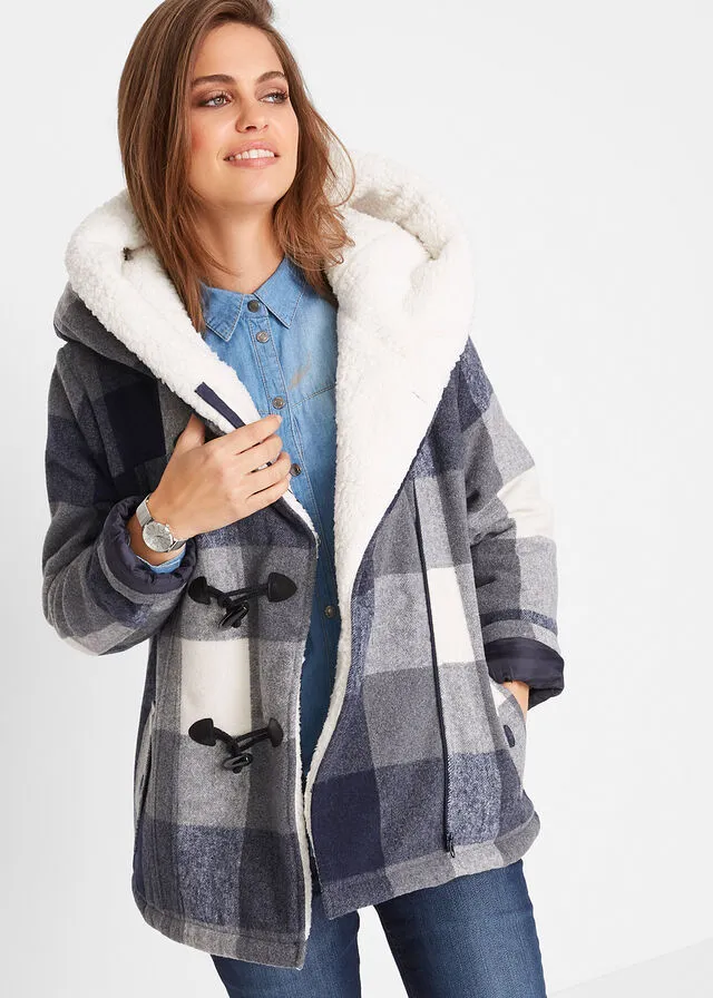 CHAQUETA CON FORRO POLAR AZULGRIS DE CUADROS