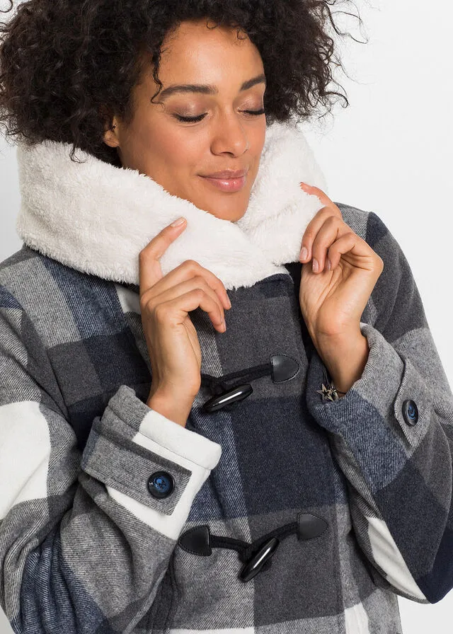 CHAQUETA CON FORRO POLAR AZULGRIS DE CUADROS