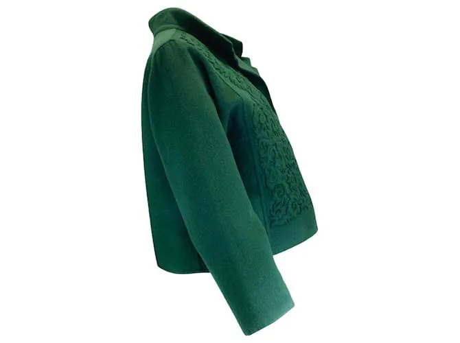 Chaqueta de lana verde bordada Oscar de la Renta 