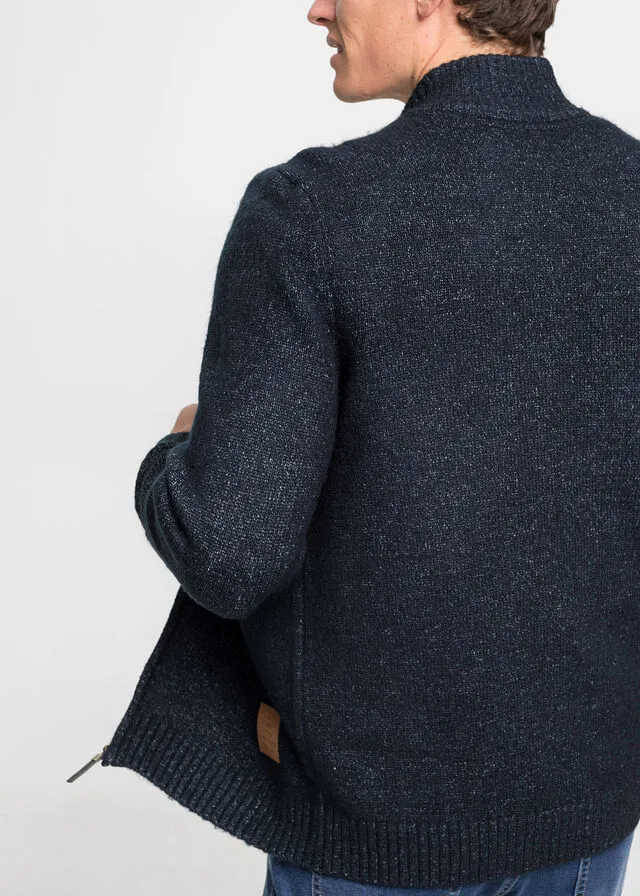 Chaqueta de punto con cuello alto Azul oscuro jaspeado