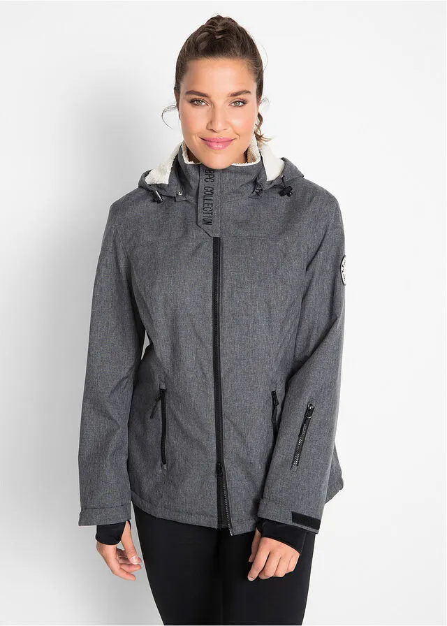 Chaqueta funcional con forro polar pizarra jaspeado