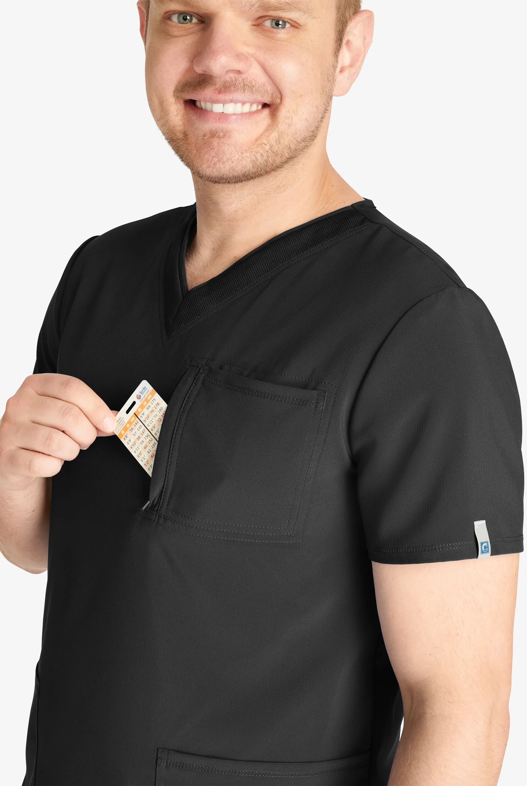CHEROKEE COLLECTION MEN'S 4POCKET STRETCH LAYERED NECKBAND VNECK SCRUB TOP