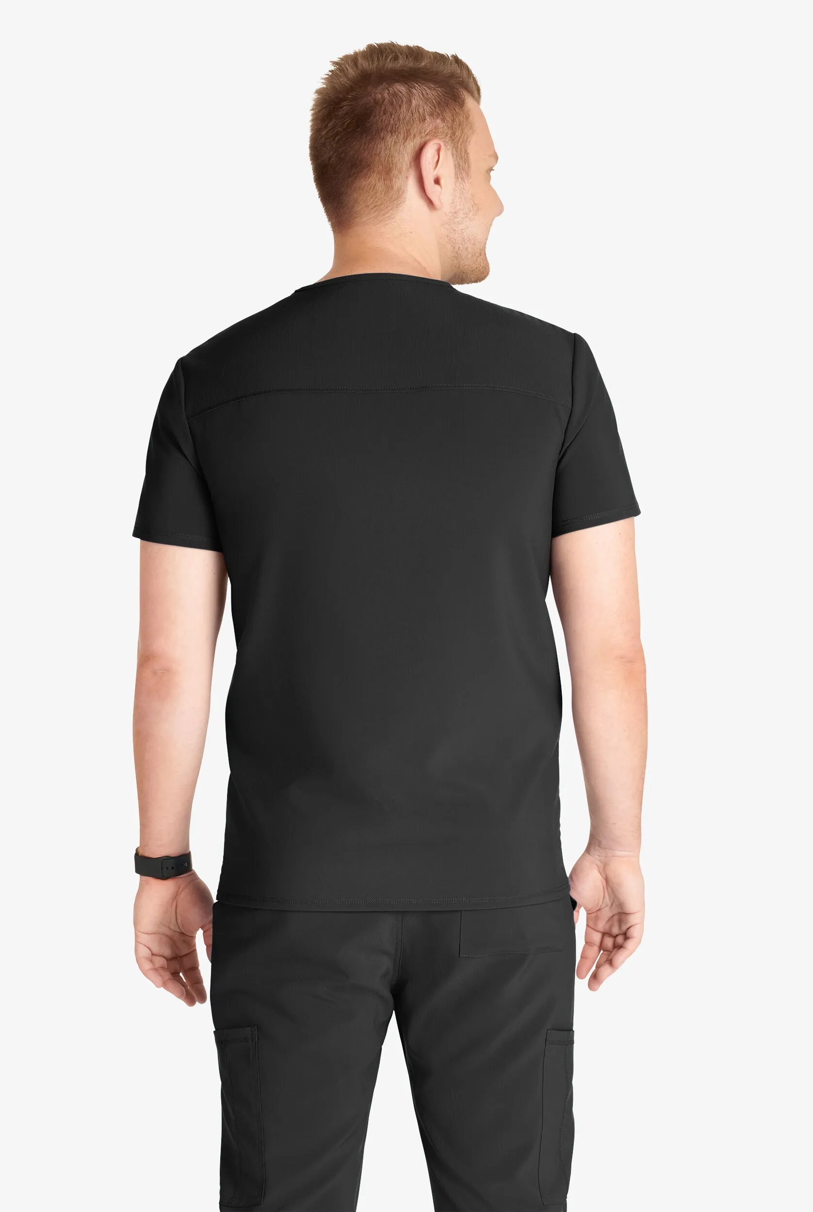 CHEROKEE COLLECTION MEN'S 4POCKET STRETCH LAYERED NECKBAND VNECK SCRUB TOP