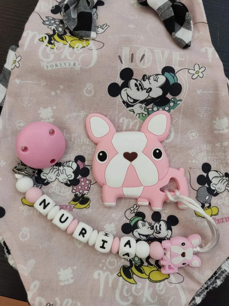 Chupetero Personalizado Perro Bulldog+Mordedor